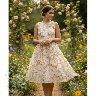 Bavlněná látka Boho off white