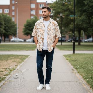 Bavlněná látka Boho off white