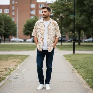 Bavlněná látka Boho off white