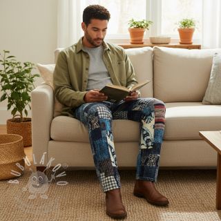 Bavlněná látka TWILL DENIM Mix print design B