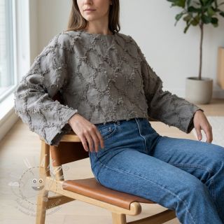 Bavlněná látka se lnem Vintage Fringe Diamonds grey