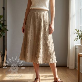 Bavlněná látka se lnem Vintage Fringe Stripe naturals