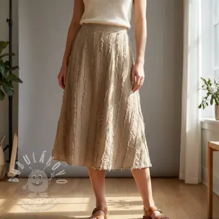 Bavlněná látka se lnem Vintage Fringe Stripe naturals