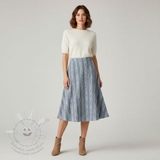 Bavlněná látka se lnem Vintage Fringe Stripe blue