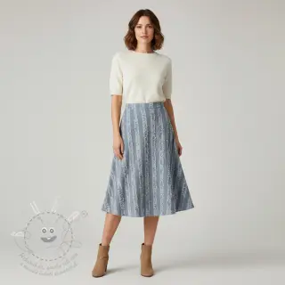 Bavlněná látka se lnem Vintage Fringe Stripe blue