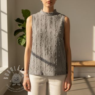 Bavlněná látka se lnem Vintage Fringe Stripe grey