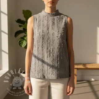 Bavlněná látka se lnem Vintage Fringe Stripe grey