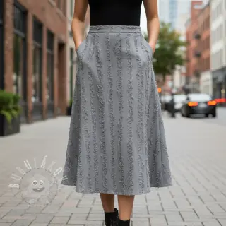 Bavlněná látka se lnem Vintage Fringe Stripe grey
