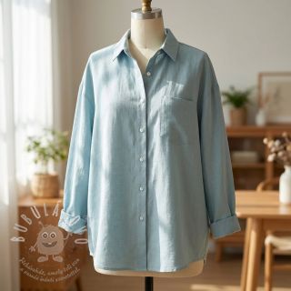 Bavlněná látka se lnem PREMIUM ocean blue