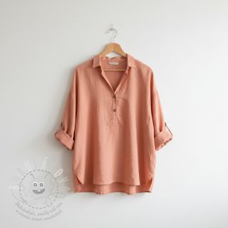 Bavlněná látka se lnem PREMIUM salmon