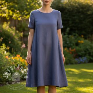 Bavlněná látka se lnem PREMIUM steel blue