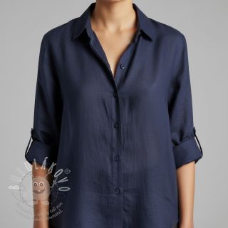 Bavlněná látka se lnem PREMIUM dark blue