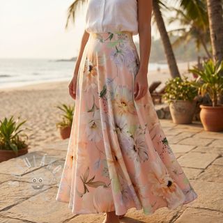 Bavlněná látka SATIN Oahu pink digital print