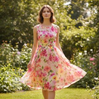 Bavlněná látka SATIN Kauai pink digital print