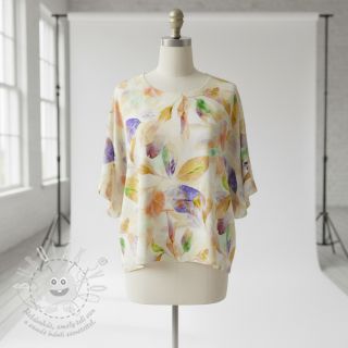 Bavlněná látka SATIN Hawaii yellow digital print