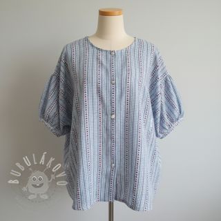 Bavlněná látka JACQUARD Hearts light blue