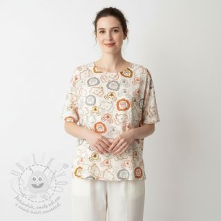 Bavlněná látka Safari animals ecru