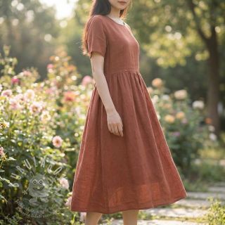 Bavlněná látka se lnem chestnut