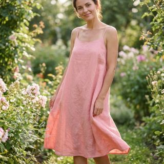 Bavlněná látka se lnem salmon