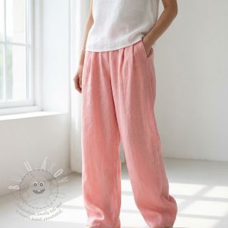 Bavlněná látka se lnem salmon