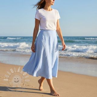 Bavlněná látka se lnem light blue