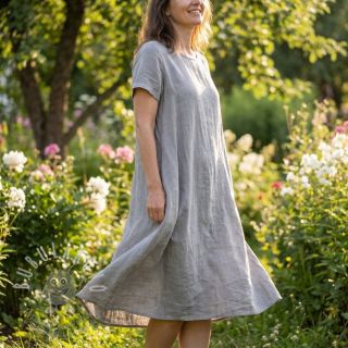 Bavlněná látka se lnem grey