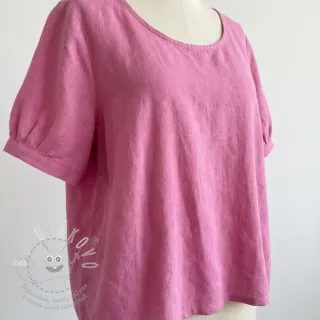 Bavlněná látka se lnem dark pink