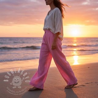 Bavlněná látka se lnem dark pink