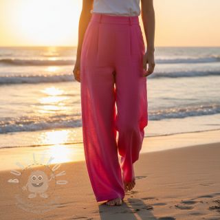 Bavlněná látka se lnem fuchsia