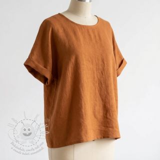 Bavlněná látka se lnem cognac