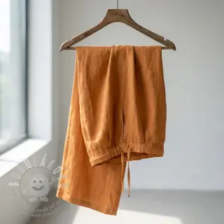 Bavlněná látka se lnem cognac