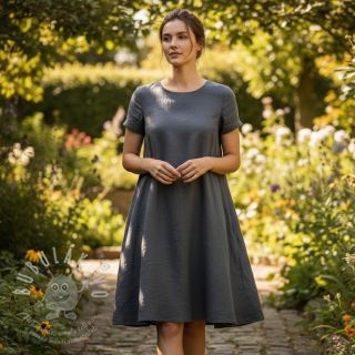 Bavlněná látka se lnem dark grey