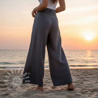 Bavlněná látka se lnem dark grey