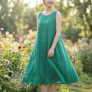 Bavlněná látka se lnem apple green