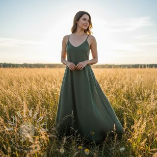 Bavlněná látka se lnem army