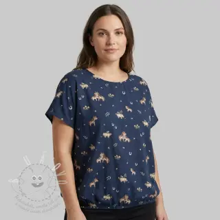 Bavlněná látka Ponny navy digital print