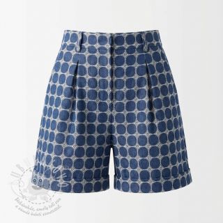 Bavlněná látka JEANS Circles dark blue