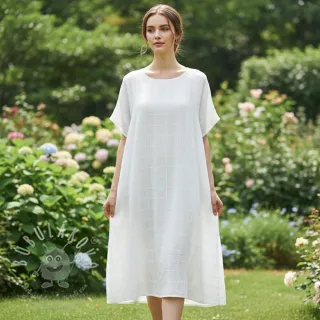 Bavlněná látka EMBROIDERY DOBBY Square white