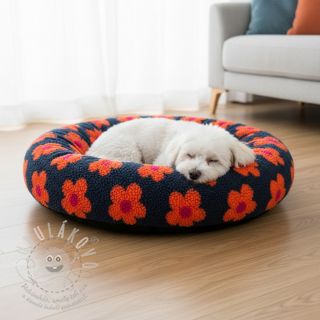 Kabátovina TEDDY JACQUARD Flowers navy