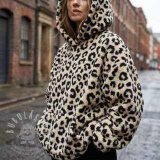 Kabátovina TEDDY JACQUARD Animal skin black