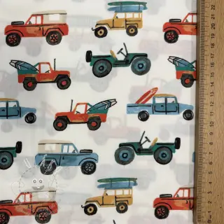 Bavlněná látka Cars white digital print