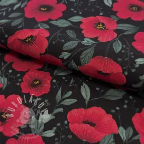 Bavlněná látka Poppy black digital print