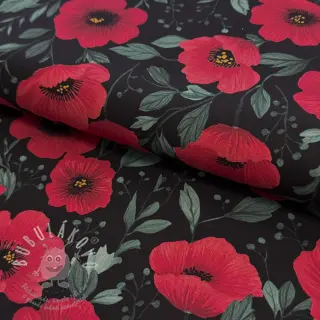 Bavlněná látka Poppy black digital print