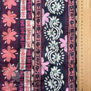 Bavlněná látka VOILE STEPPED Daria flower aubergine digital print