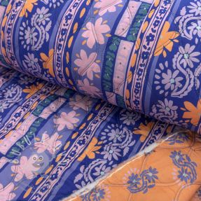 Bavlněná látka VOILE STEPPED Daria flower purple digital print