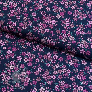 Bavlněná látka Simie flowers navy digital print