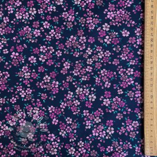 Bavlněná látka Simie flowers navy digital print