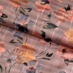 Bavlněná látka SATIN Penny flower peach digital print