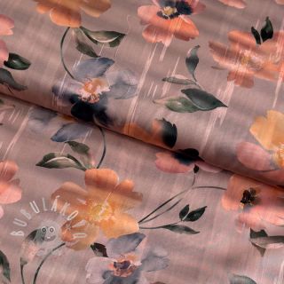 Bavlněná látka SATIN Penny flower peach digital print