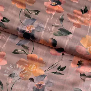 Bavlněná látka SATIN Penny flower peach digital print